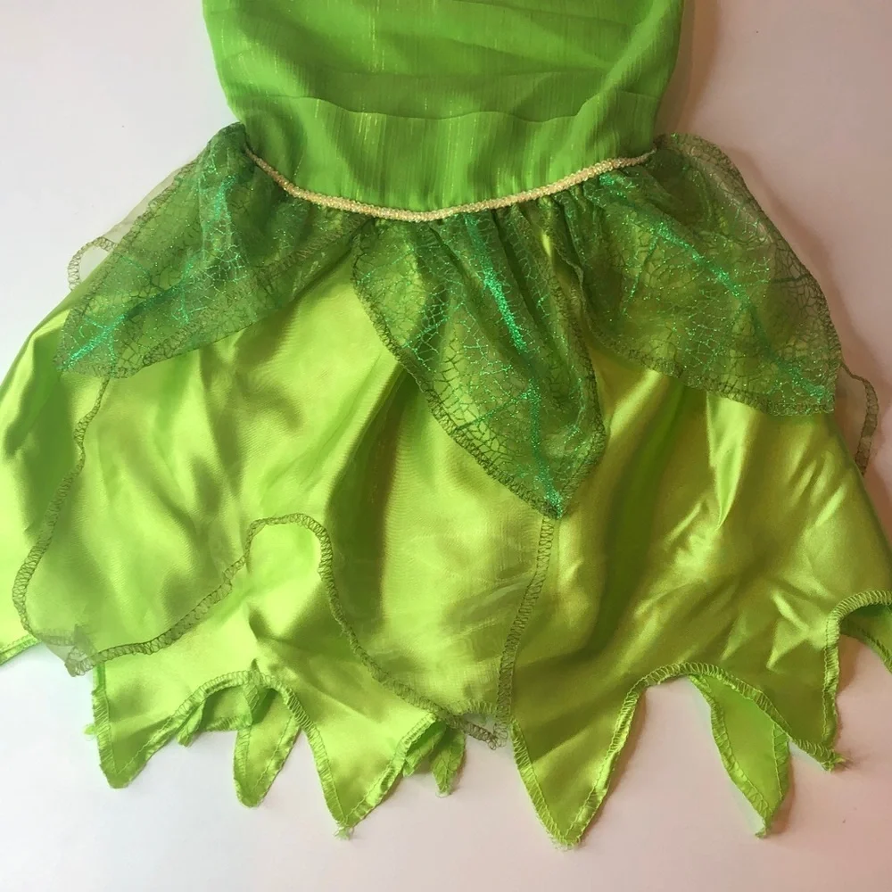 Disney Tinker Bell Lime Green Halloween Costume Dress Girls Small 4-6x NWOT